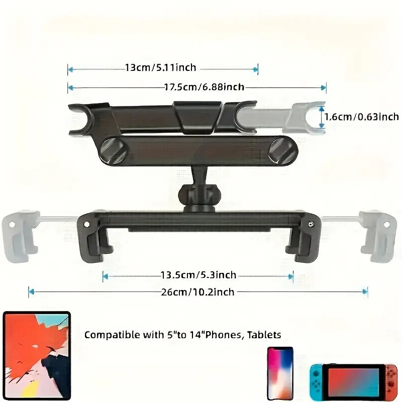 Universal Car Headrest Tablet Mount – Fits iPad, Tablets & Phones