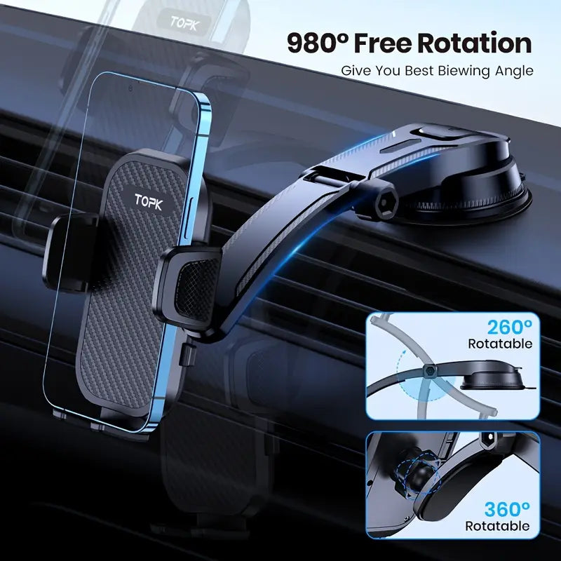 Car Dashboard Phone Holder – TOPK D42C Universal Mount for All Phones