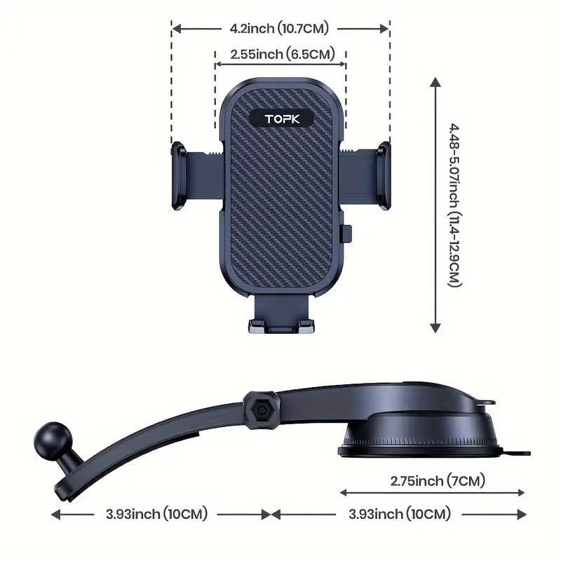Car Dashboard Phone Holder – TOPK D42C Universal Mount for All Phones